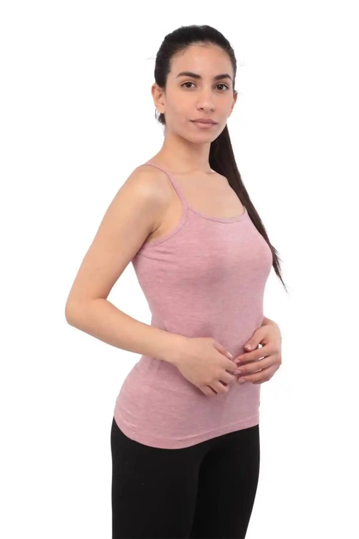 Kadınlar İçin Gül Kurusu Pamuklu Askılı Atlet: Şıklık ve Konforun Buluşması