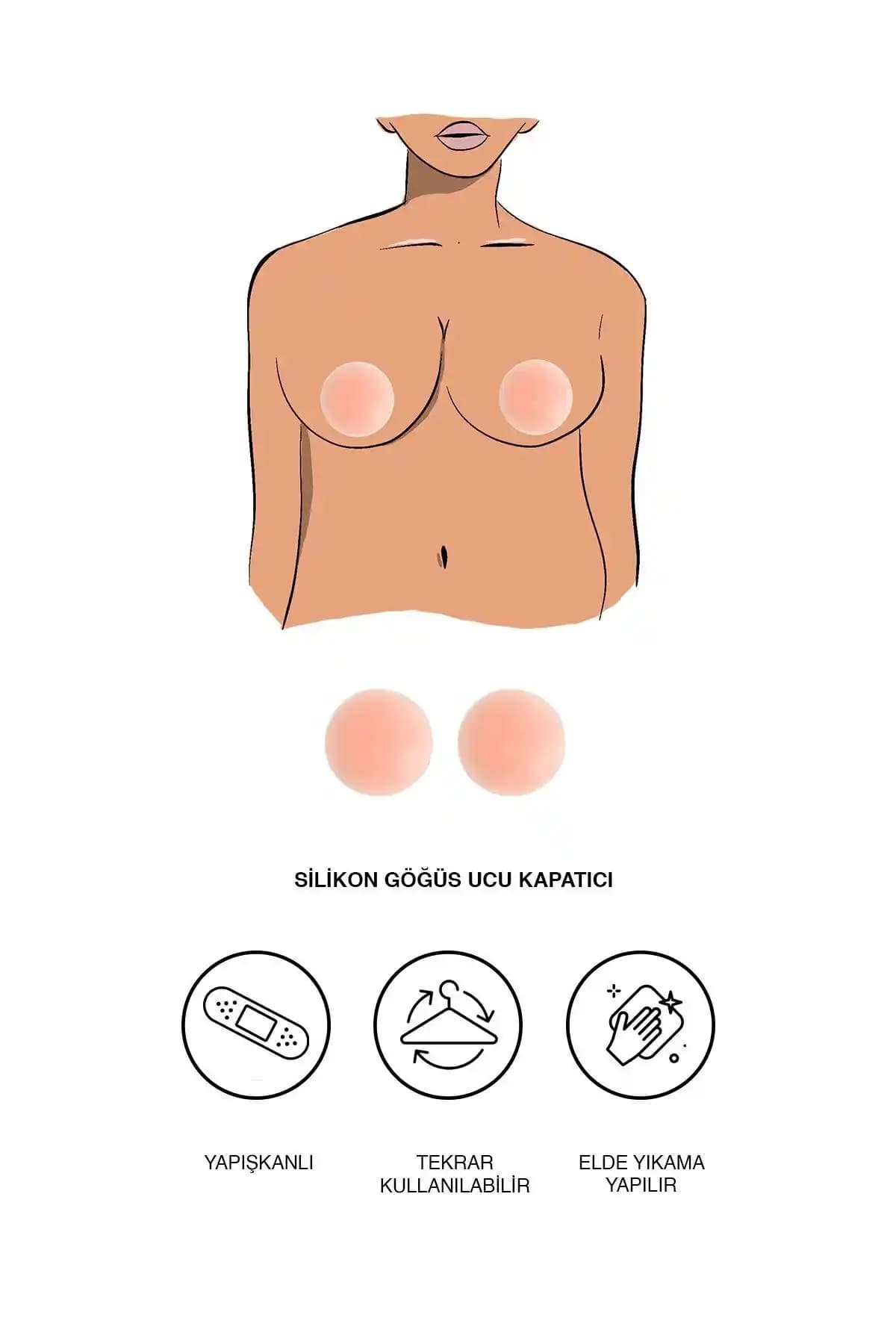 Kadınlar İçin Silikon Göğüs Ucu Kapatıcı Bej Renkli Konfor ve Şıklık Sunar