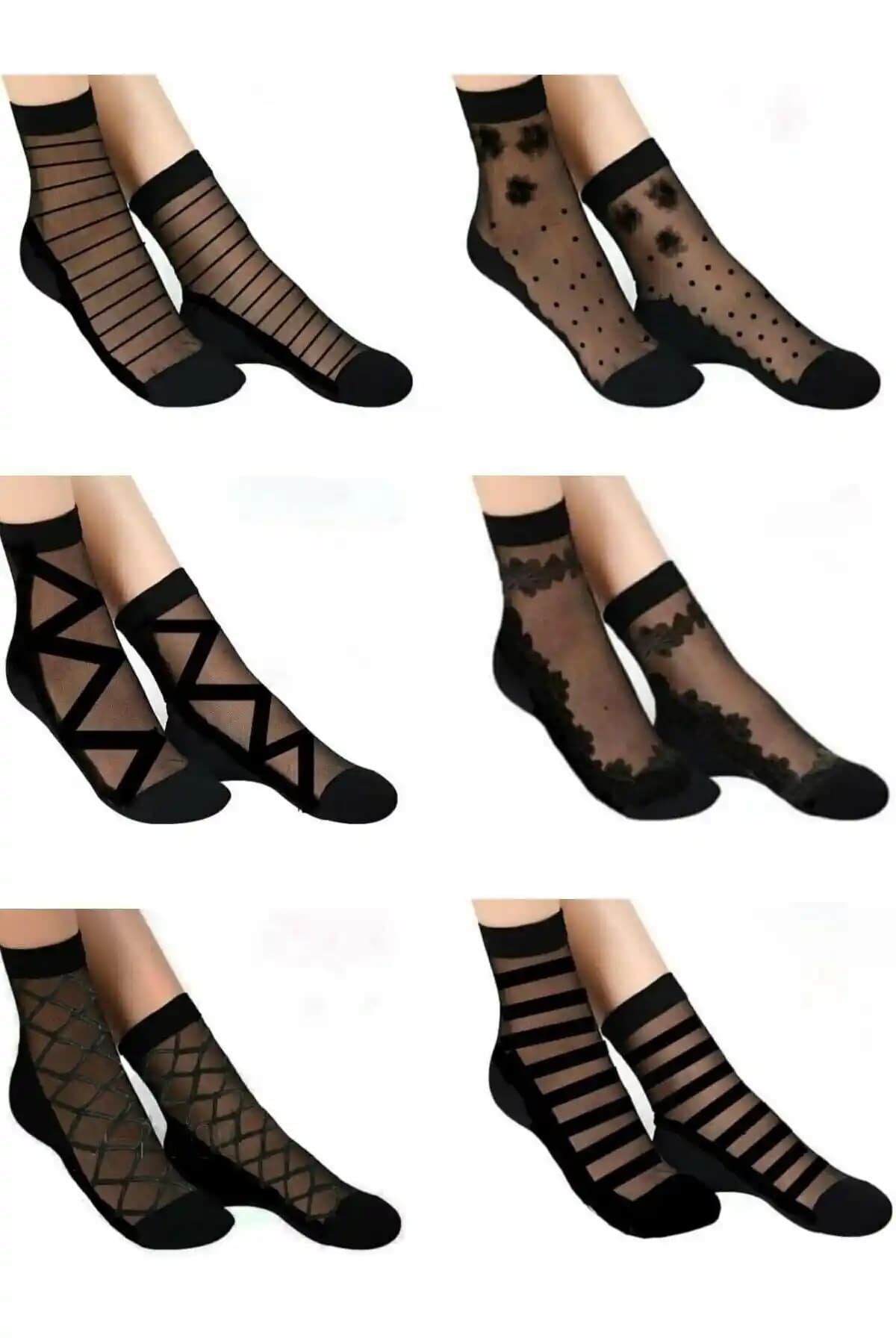 Meguca Socks Kadın Desenli Siyah Tül Çorap: Şıklık ve Konforun Buluştuğu Modern Tasarım