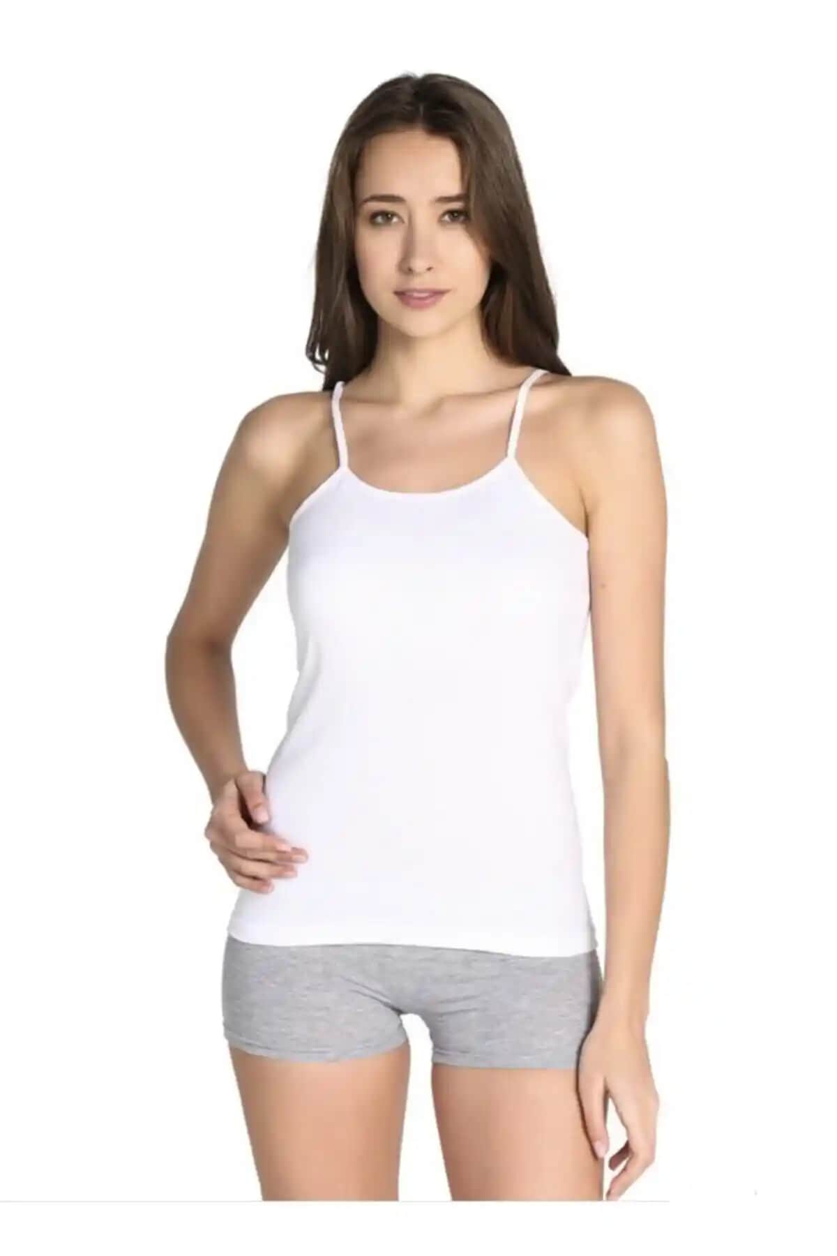 MOSTESS Beyaz Kadın Askılı İp Atlet: Rahat ve Şık Günlük Giyim Parçası