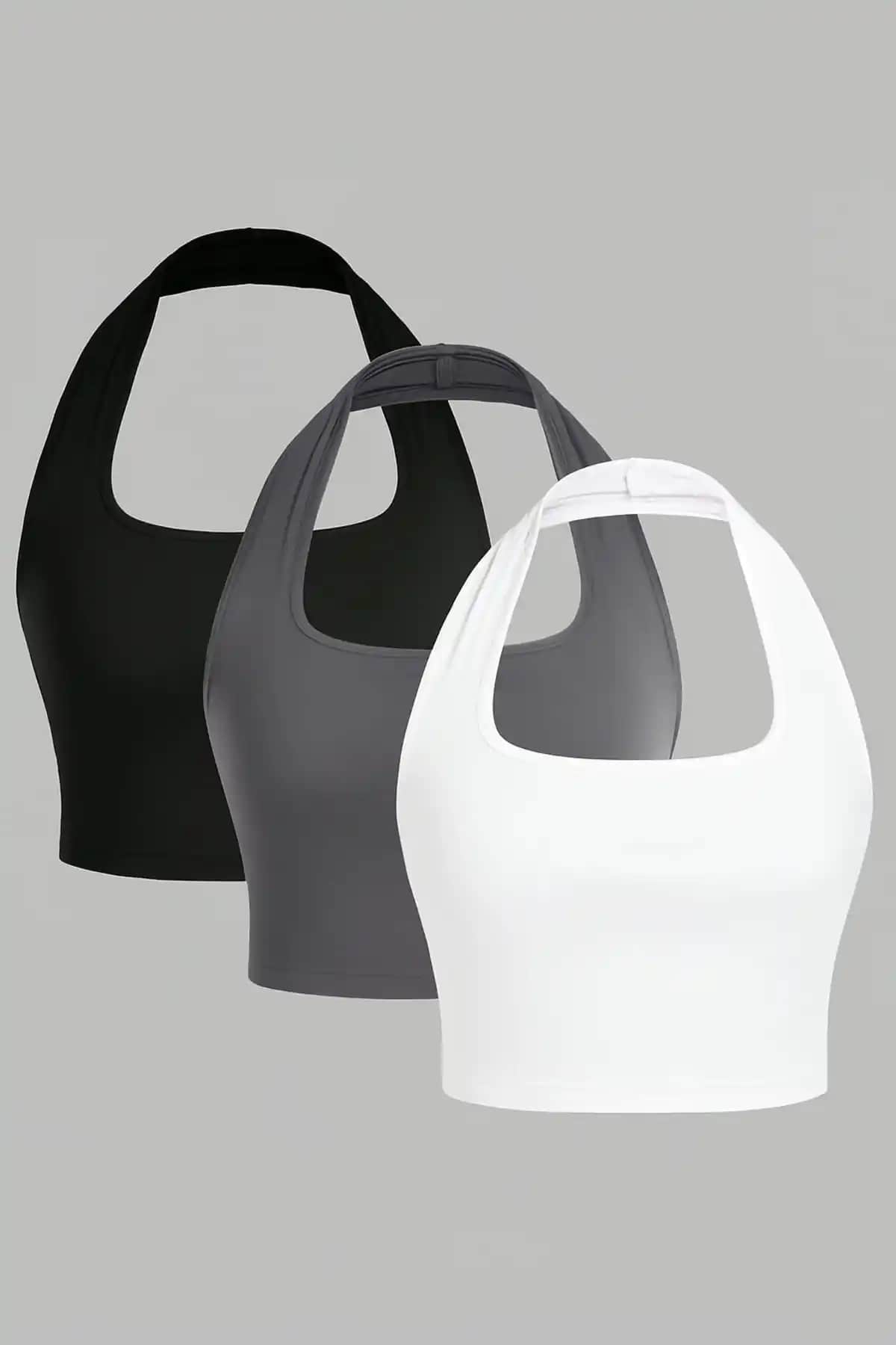 ÖZ PAMUK Kadın Çapraz Kolsuz 3'lü Atlet Seti Modern ve Rahat Günlük Giyim İçin