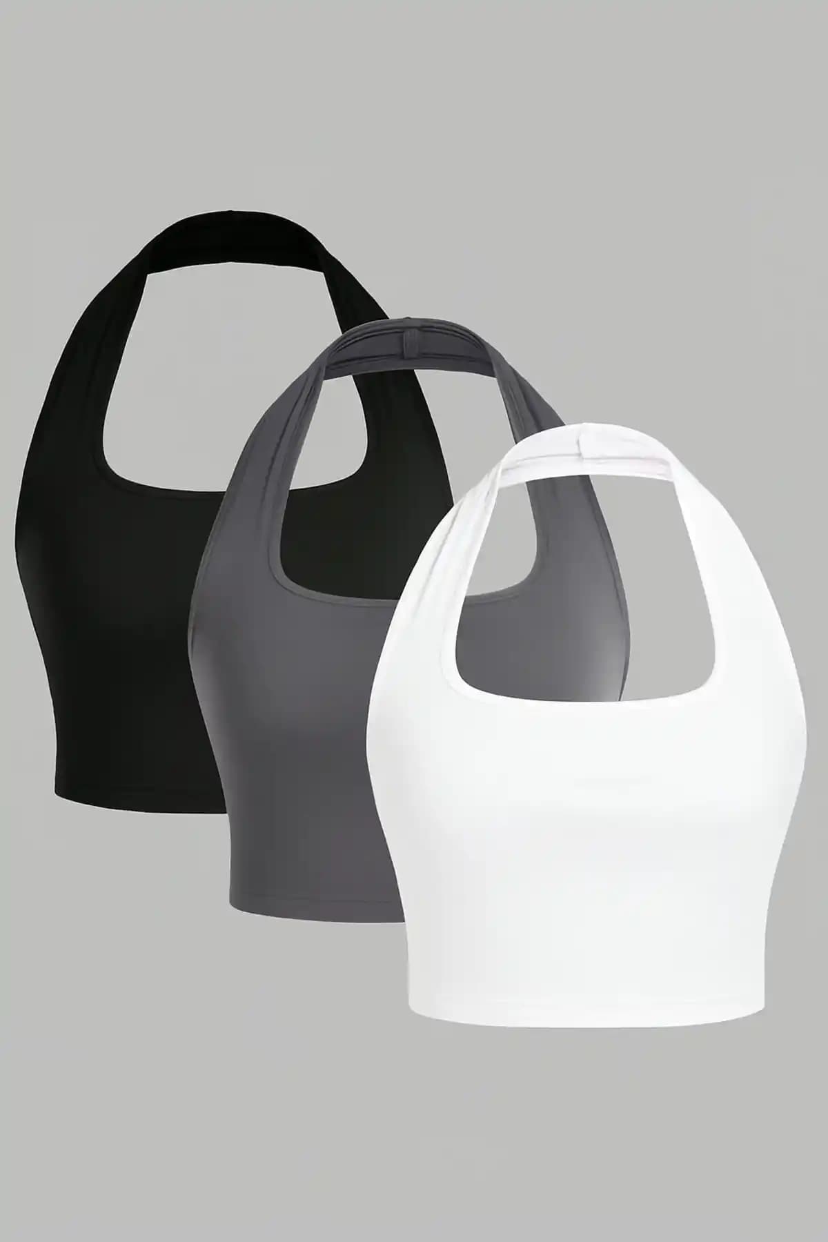 ÖZ PAMUK Kadın Çapraz Kolsuz 3'lü Atlet Seti Modern ve Rahat Günlük Giyim İçin