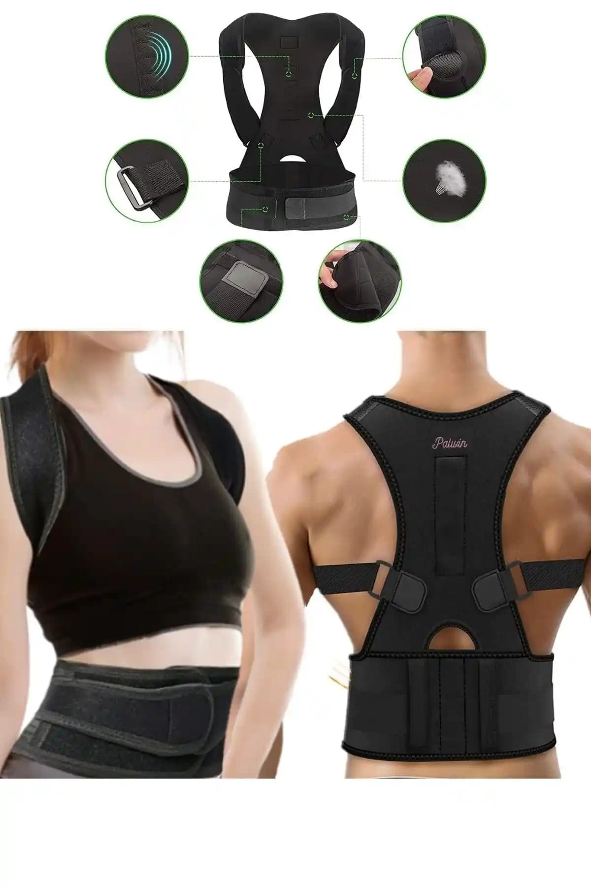 Palwin Unisex Duruş Düzeltici Korsesi Bel ve Sırt Sağlığını Destekler