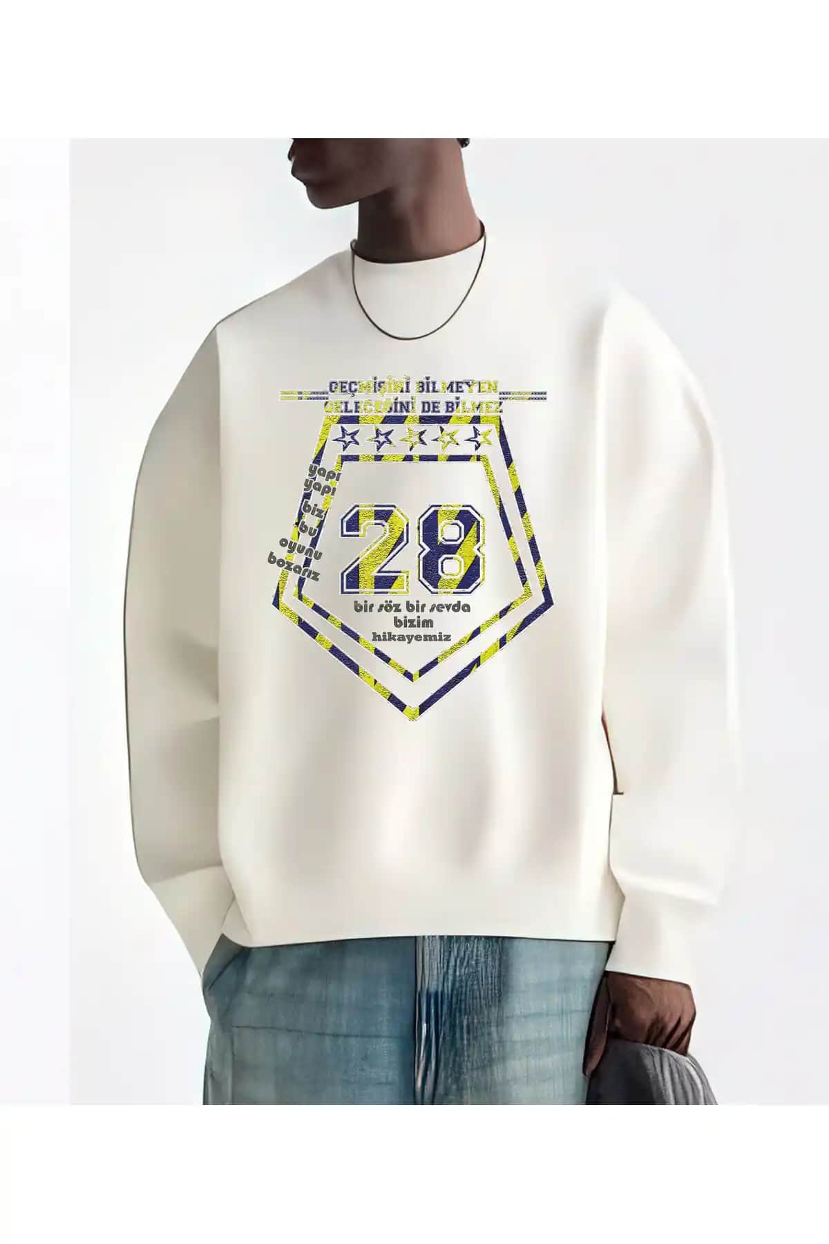 Tarzsokak YAPI YAPI Beyaz Sweatshirt Günlük Şıklık ve Konfor Sunan Modern Tasarım