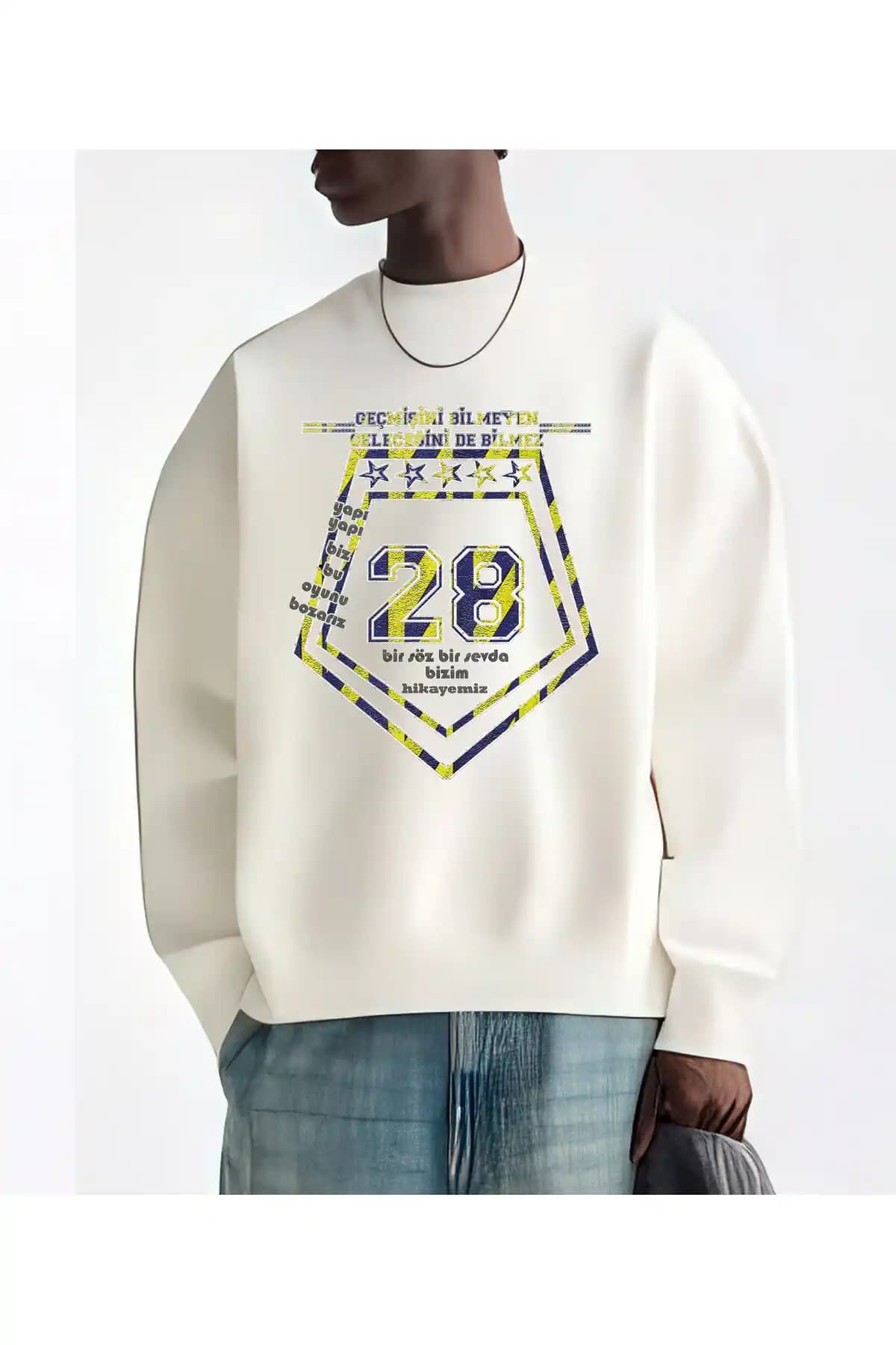 Tarzsokak YAPI YAPI Beyaz Sweatshirt Günlük Şıklık ve Konfor Sunan Modern Tasarım