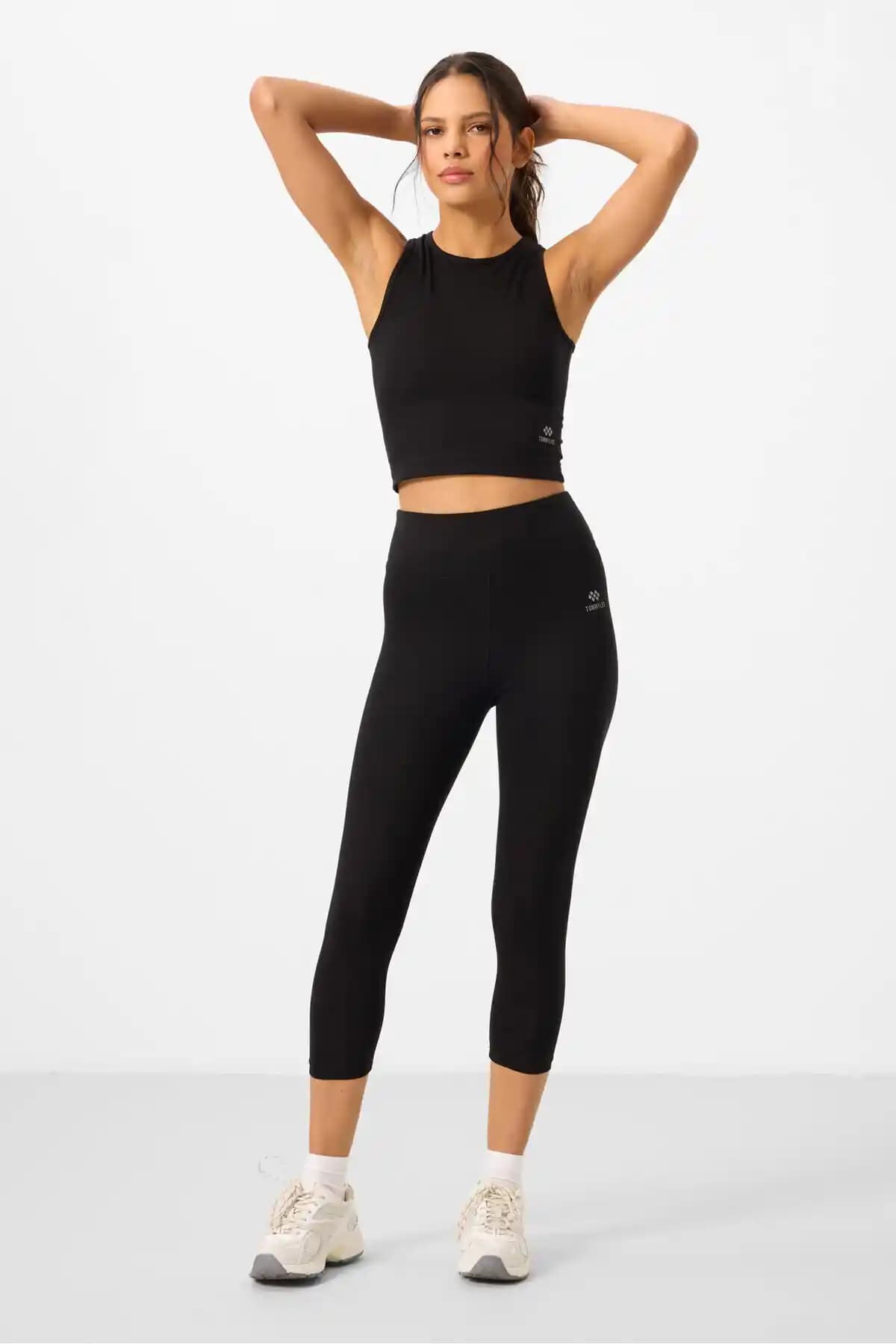 TOMMY LIFE Siyah Yüksek Bel Slim Fit Kadın Tayt Takımı Günlük ve Spor Kullanımı İçin