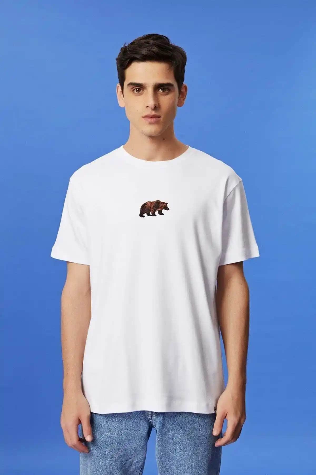 WWF Market Bozayı Premium Beyaz T-Shirt Günlük Şıklık ve Konfor Sunar