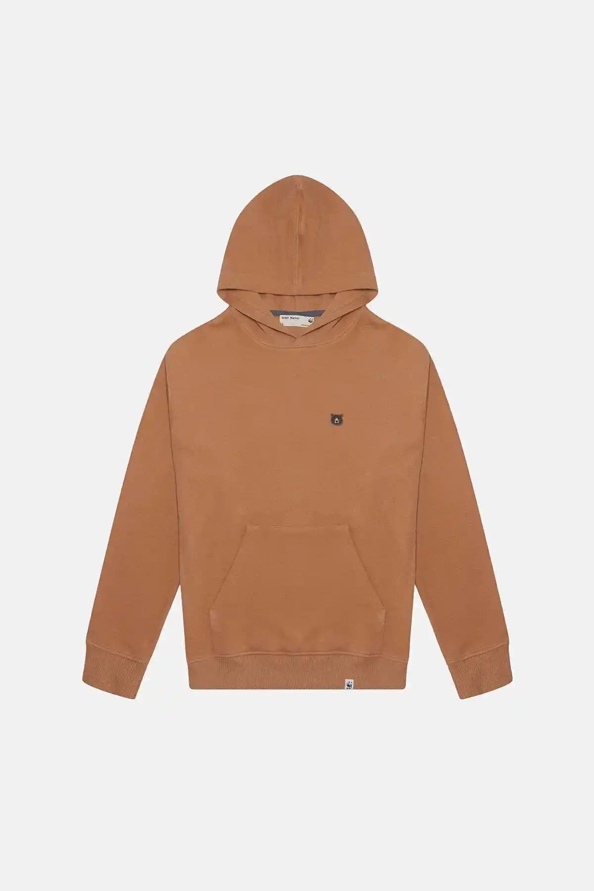 WWF Market Bozayı SuperSoft Cepli Hoodie Bej Renkli Günlük Spor ve Rahat Kıyafet