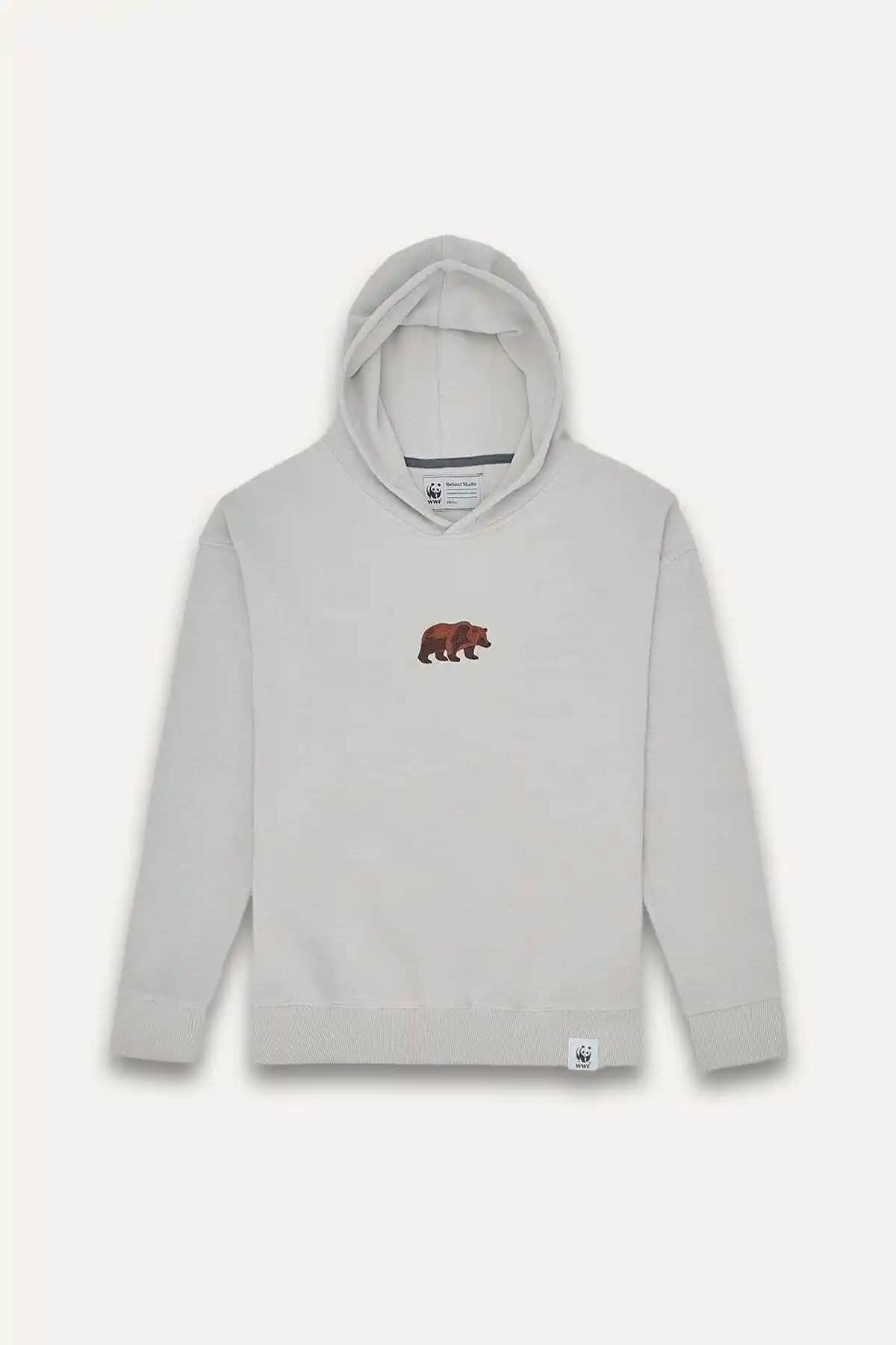 WWF Market Bozayı Supersoft Hoodie Açık Gri Sürdürülebilir ve Şık Günlük Giyim Parçası