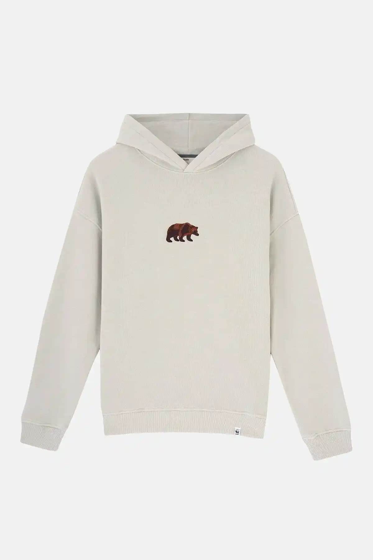 WWF Market Bozayı SuperSoft Hoodie Açık Gri Unisex Rahat ve Şık Günlük Giyim Ürünü