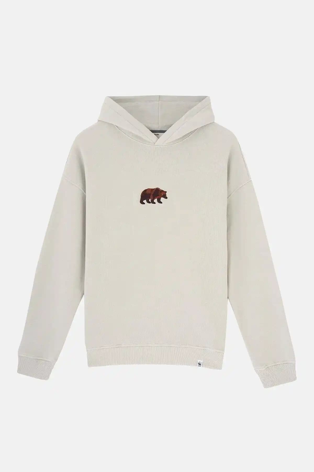 WWF Market Bozayı SuperSoft Hoodie Açık Gri Unisex Rahat ve Şık Günlük Giyim Ürünü