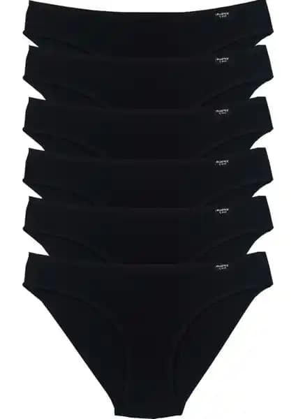 Bluence Siyah Düşük Bel Likralı Pamuklu Slip 6 Adet - Konforlu ve Nefes Alabilen İç Giyim