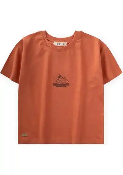 Cigit Dağ Baskılı Oranj T-Shirt 2-10 Yaş: Konforlu ve Şık Çocuk Giyim Ürünü