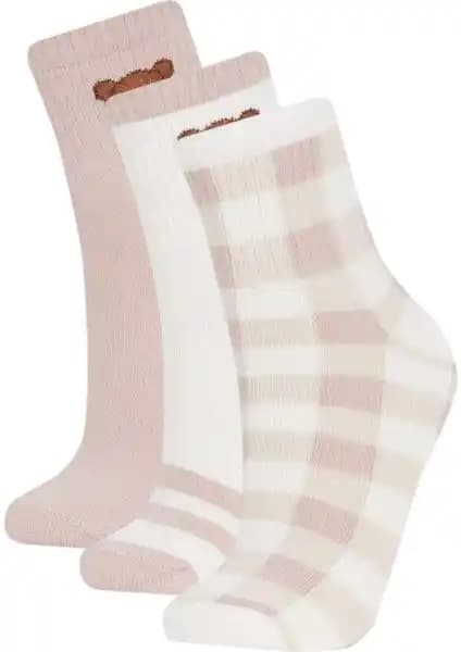 DeFacto Kadın Ayıcık Desenli 3'lü Pamuklu Soket Çorap Rahat ve Şık Seçenek