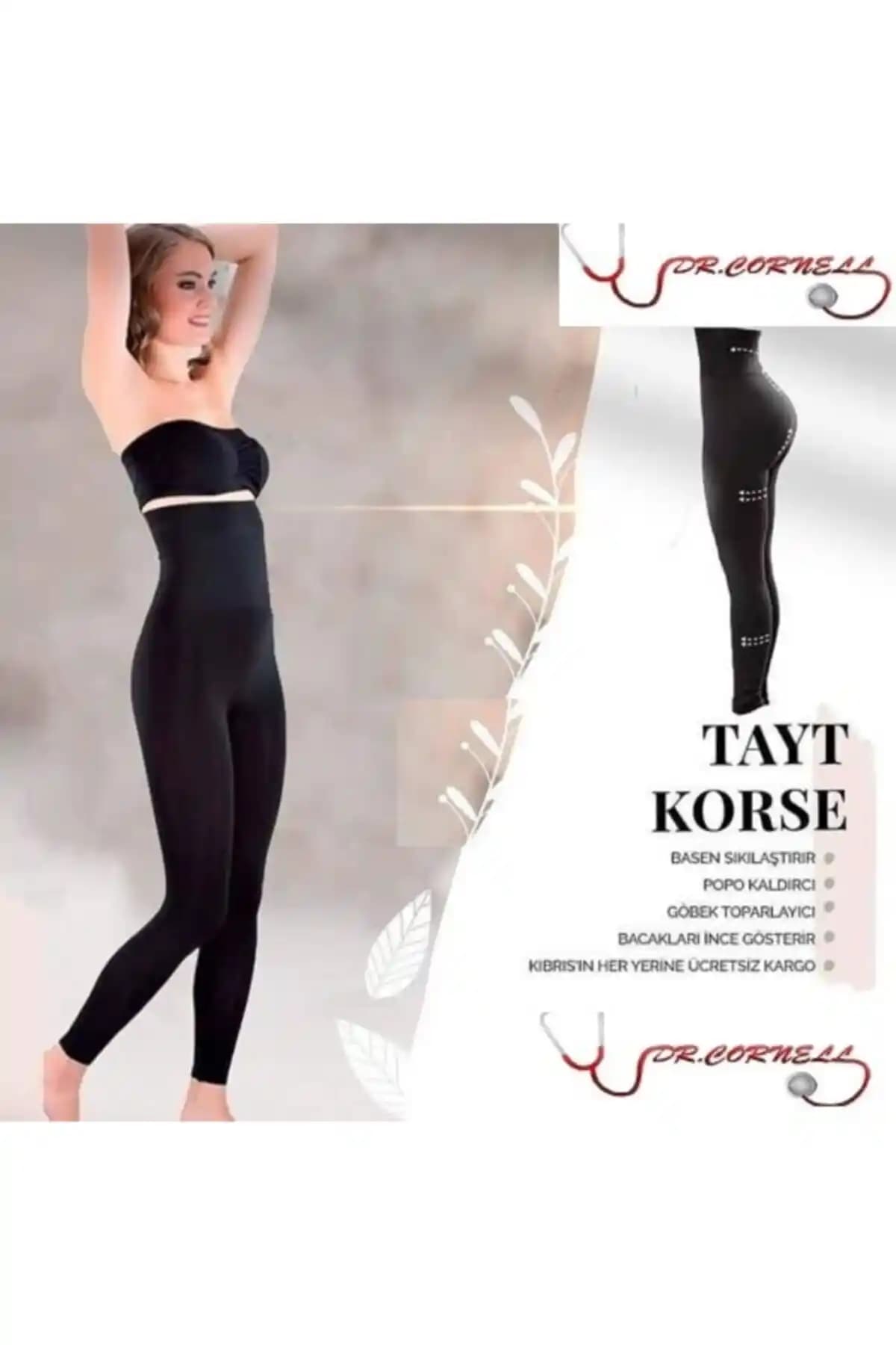 Dr. Cornell Kadın İki Beden İncelten Yüksek Bel Tayt Korse ile Vücut Şekillendirme