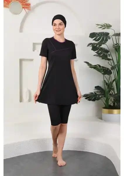 Medipek Mor Biyeli Yarı Kapalı Tesettür Mayo Siyah: Şıklık ve Fonksiyonellik İncelemesi
