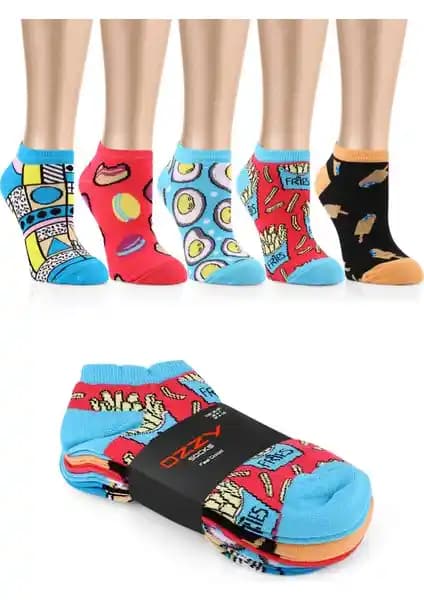 Ozzy Socks Kadın Patik Çorap 5 Çift Canlı Renkli ve Konforlu Tasarım