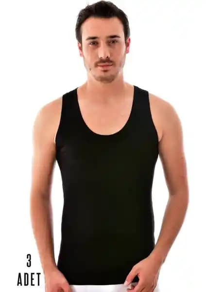 Tutku Elit 3'lü Erkek Modal Elastan Atlet Siyah - Konforlu ve Nefes Alabilir İç Giyim