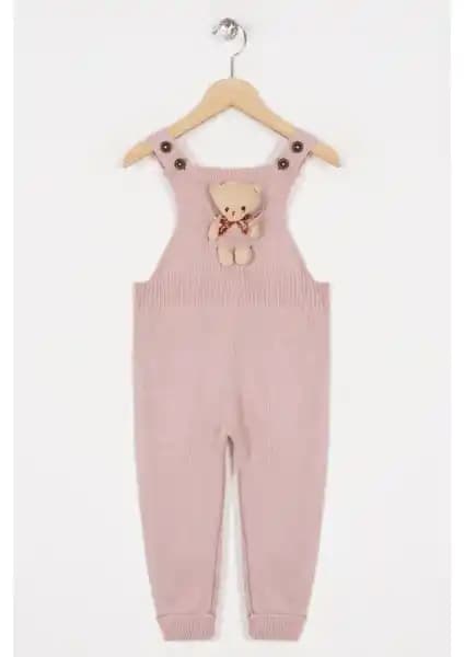 Zepkids Askılı Ayıcık Desenli Gül Kurusu Salopet Kız Çocuklar İçin Rahat ve Şık