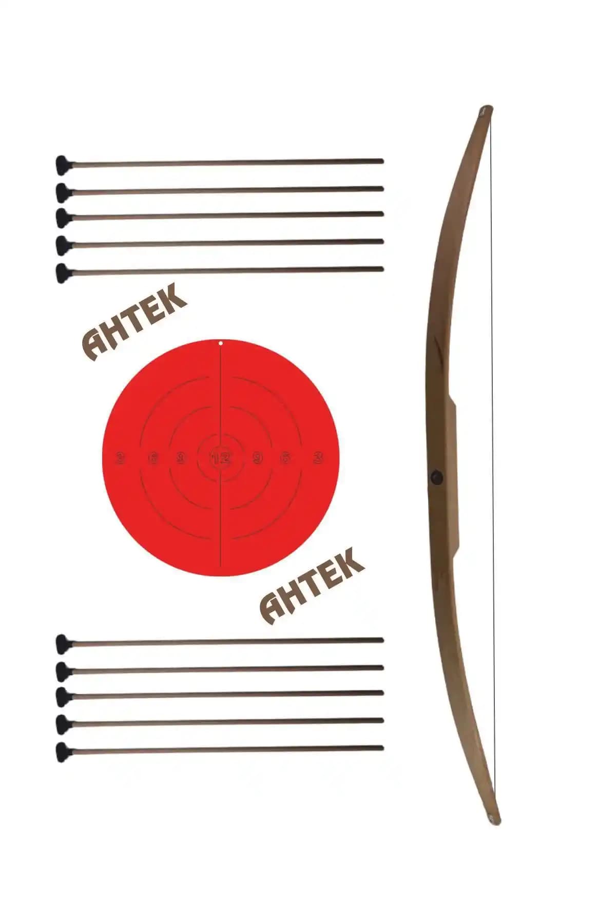 Ahtek Doğal Ahşap Ok Yay Hedef Seti Güvenli ve Estetik Çocuk Oyunları İçin