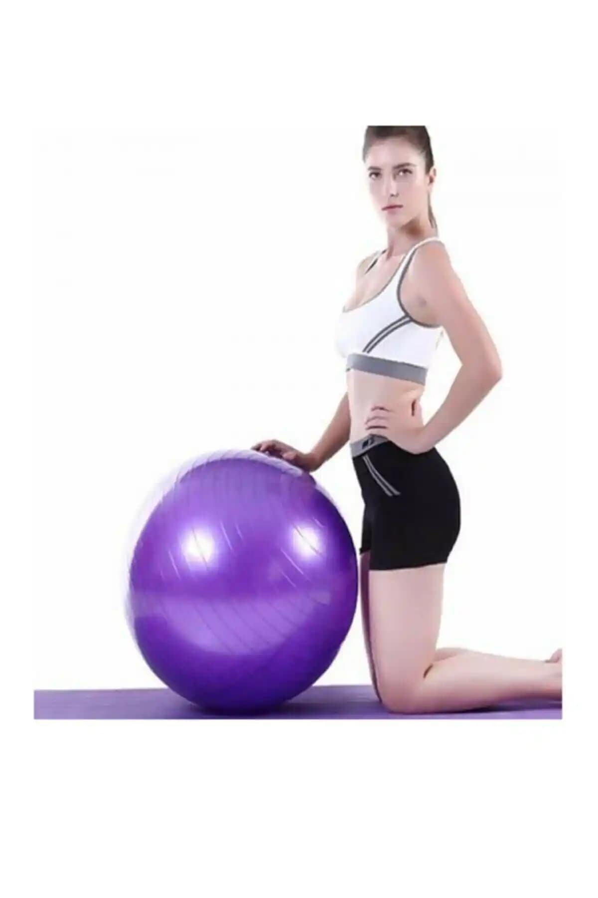 AYLA STAND 65 Cm Fitilli Pilates Topu ve Pompa Seti Sağlam ve Fonksiyonel Tasarım