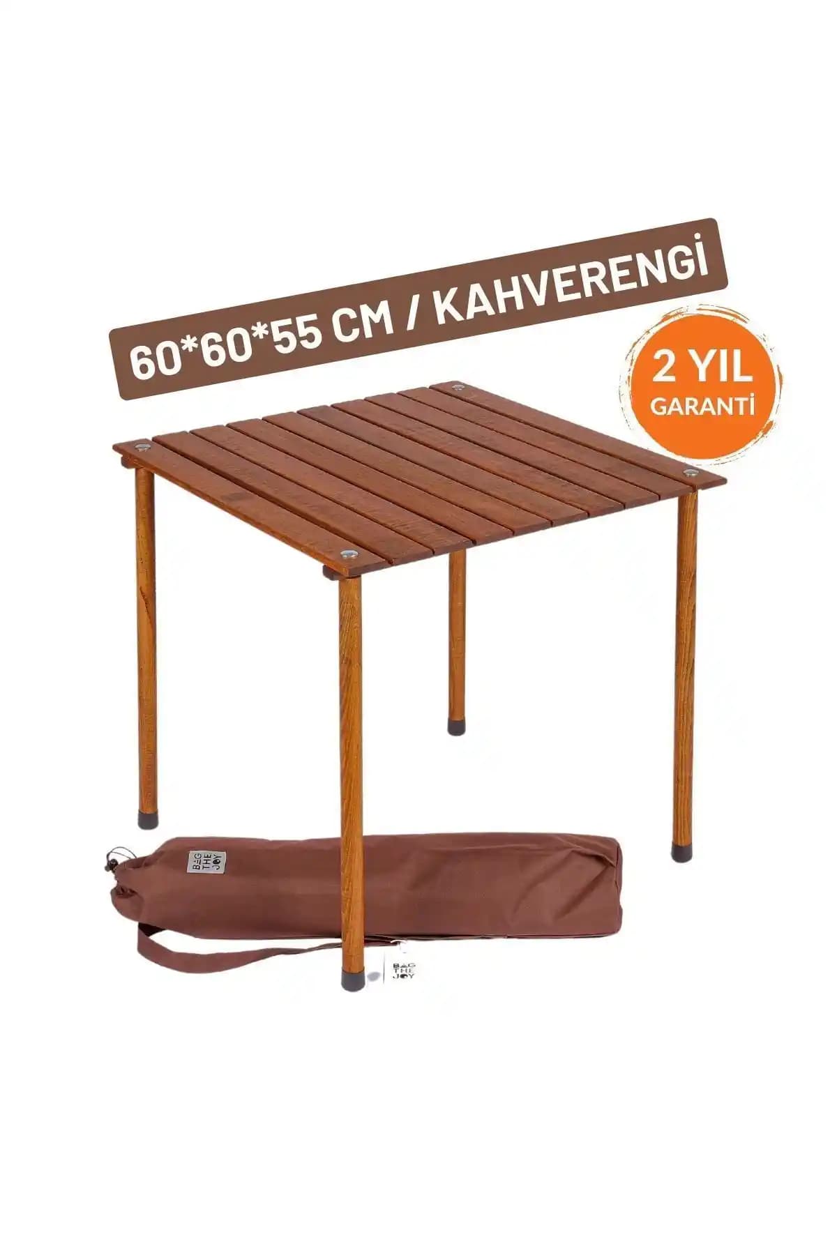 Bag The Joy Ahşap Kamp ve Piknik Masası 60x60x55 cm dayanıklı ve taşınabilir doğa dostu ürün