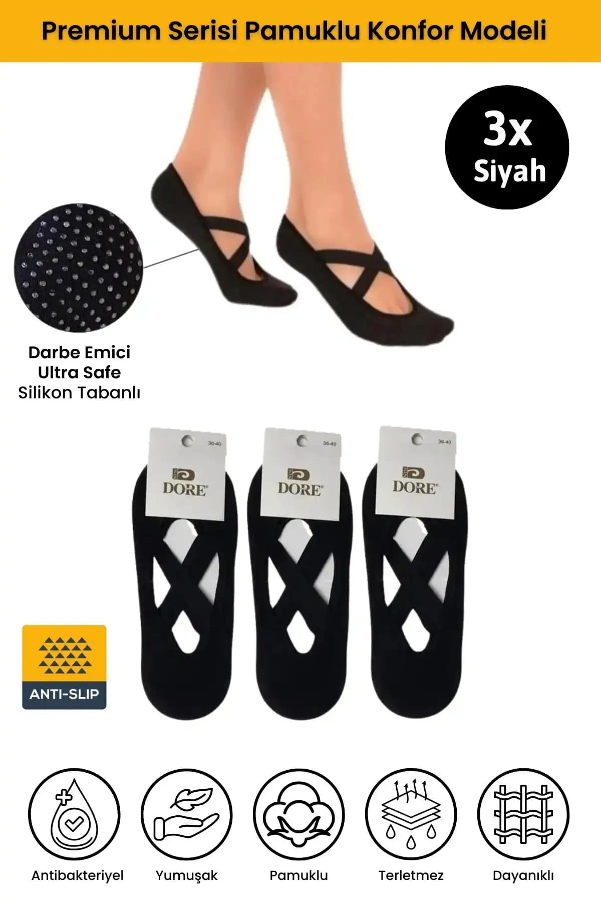 Dore Kadın Kaydırmaz Pilates Yoga Dans Bale Çorapları Güvenli ve Konforlu Spor Deneyimi İçin