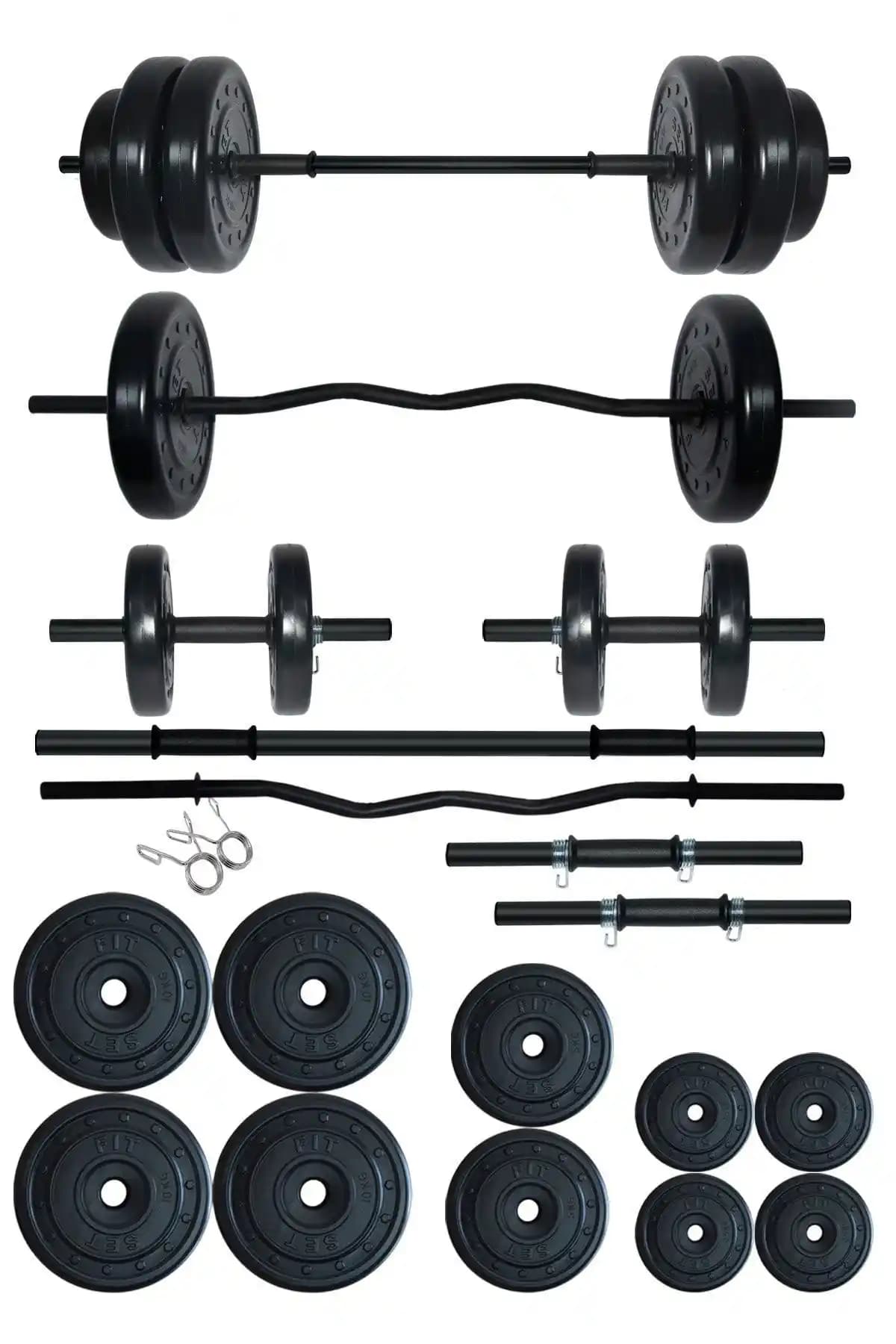 Fitset 68 kg Z Barlı Halter ve Dambıl Seti ile Evde Güçlü Kaslar Geliştirin