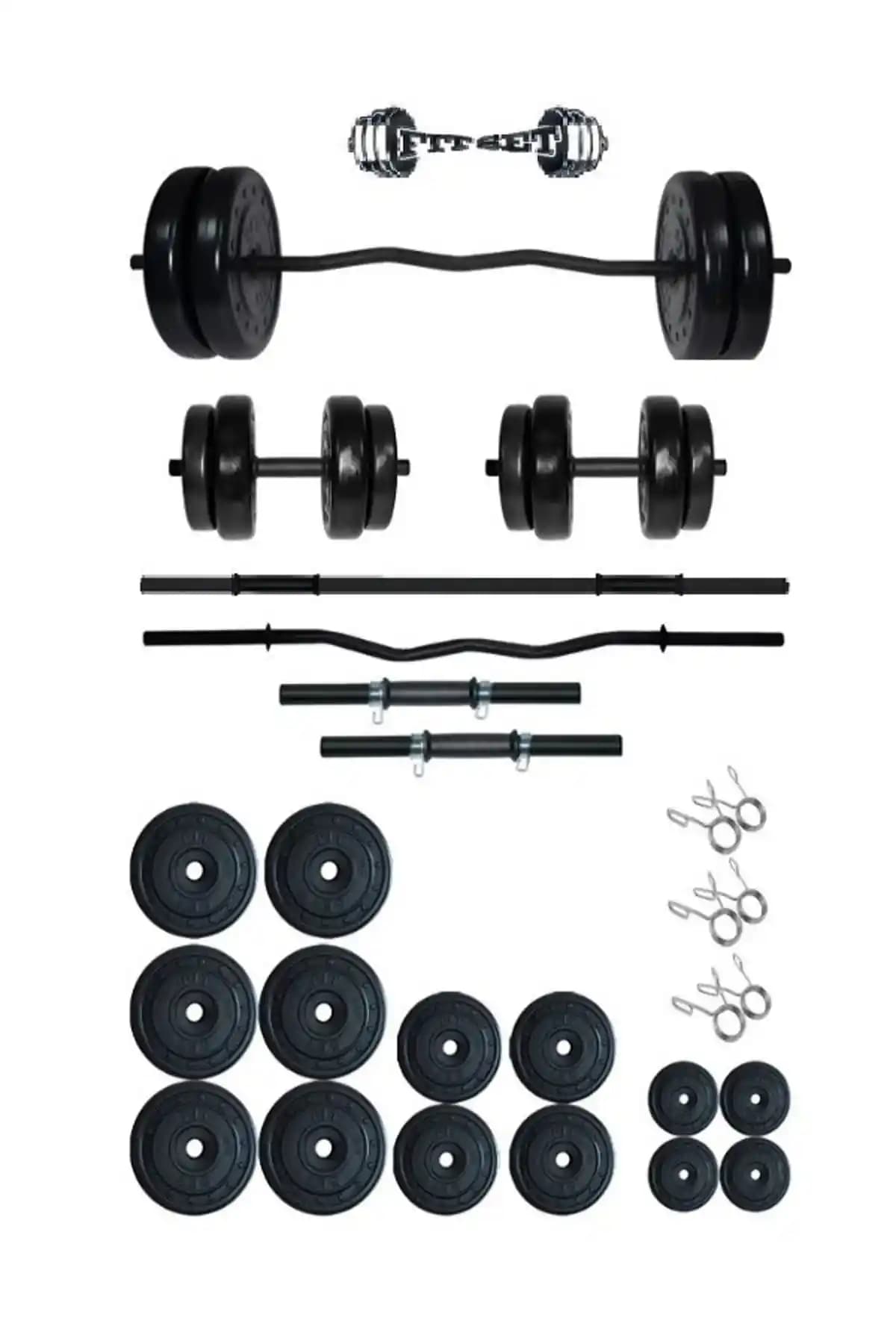 Fitset 98 kg Z Barlı Halter ve Dambıl Seti Güç ve Dayanıklılık İçin Uygun