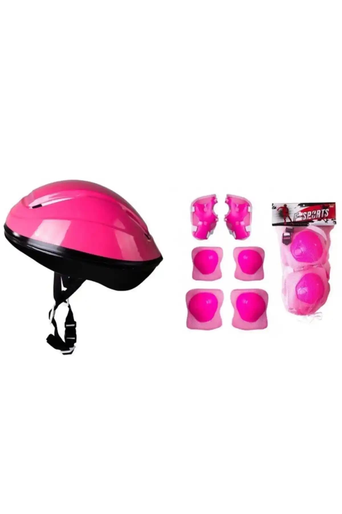 Furkan Toys Unisex Pembe Kask ve Dizlik Seti Güvenli ve Rahat Spor Koruyucu Çocuklar İçin