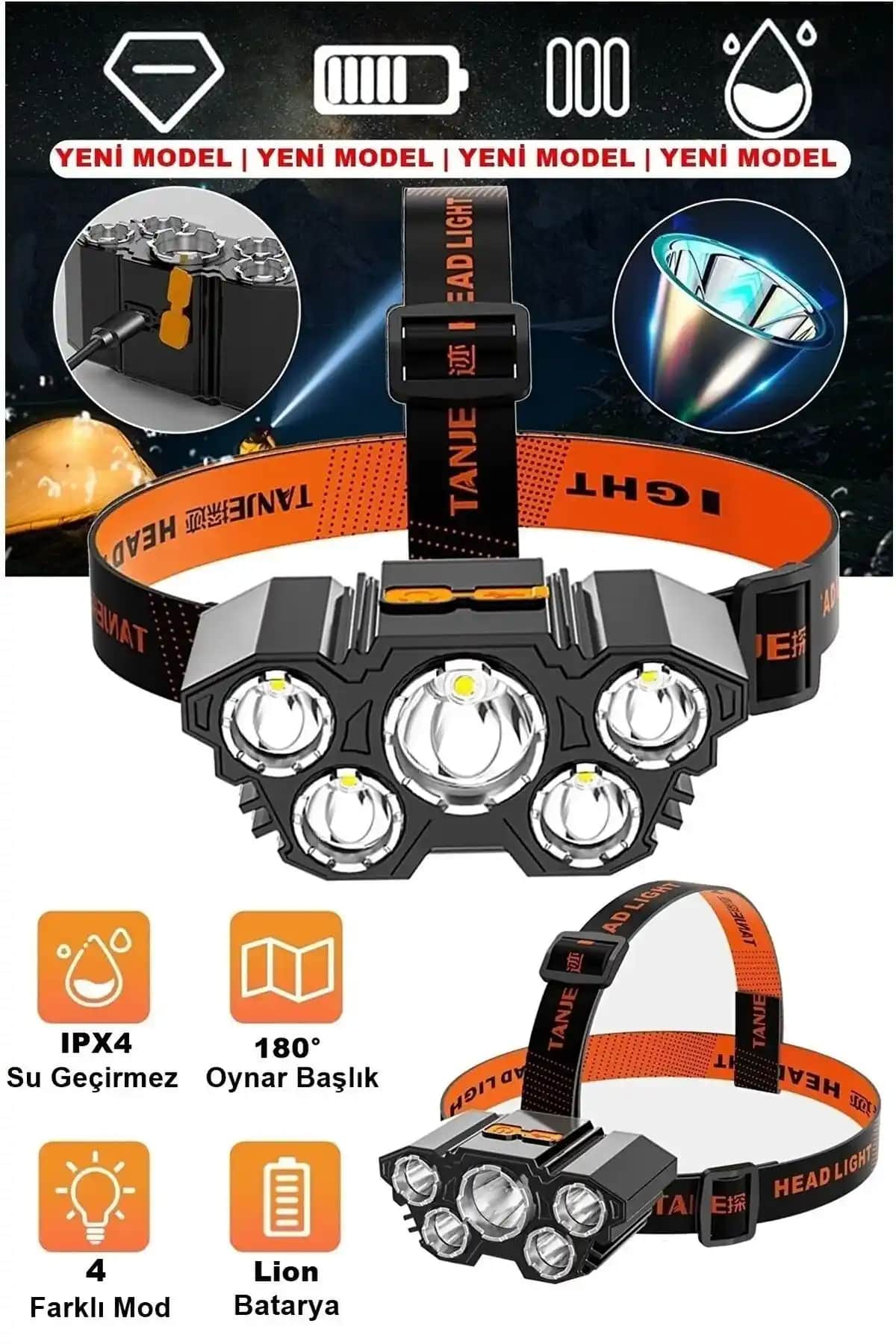 Janva Taka Riko 150W Ultra Güçlü Led Kafa Feneri Profesyonel ve Doğa Sporları Kullanımı İçin