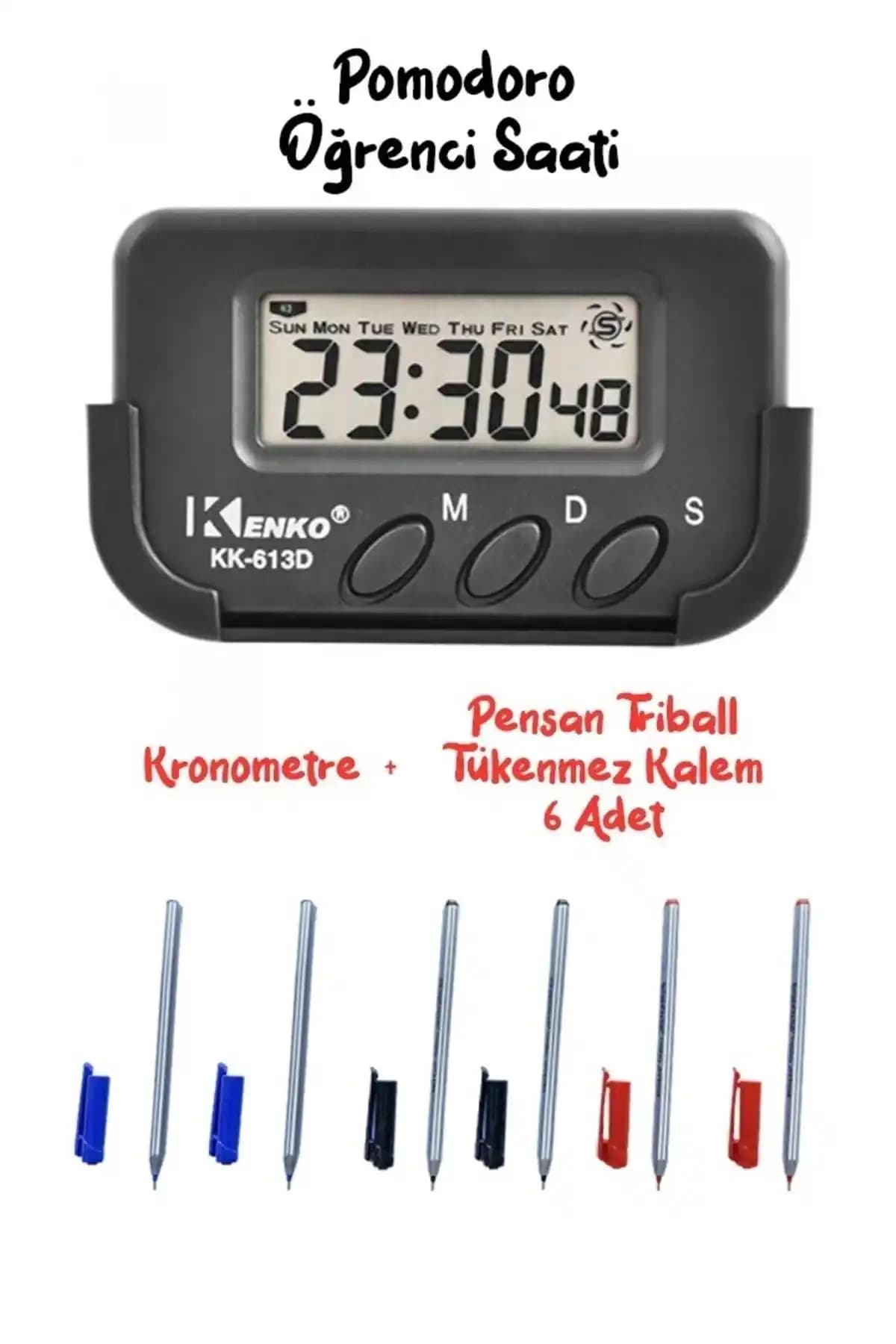 Kenko Pensan Tükenmez Kalem Seti ve Pomodoro Öğrenci Saati ile Verimliliğinizi Artırın