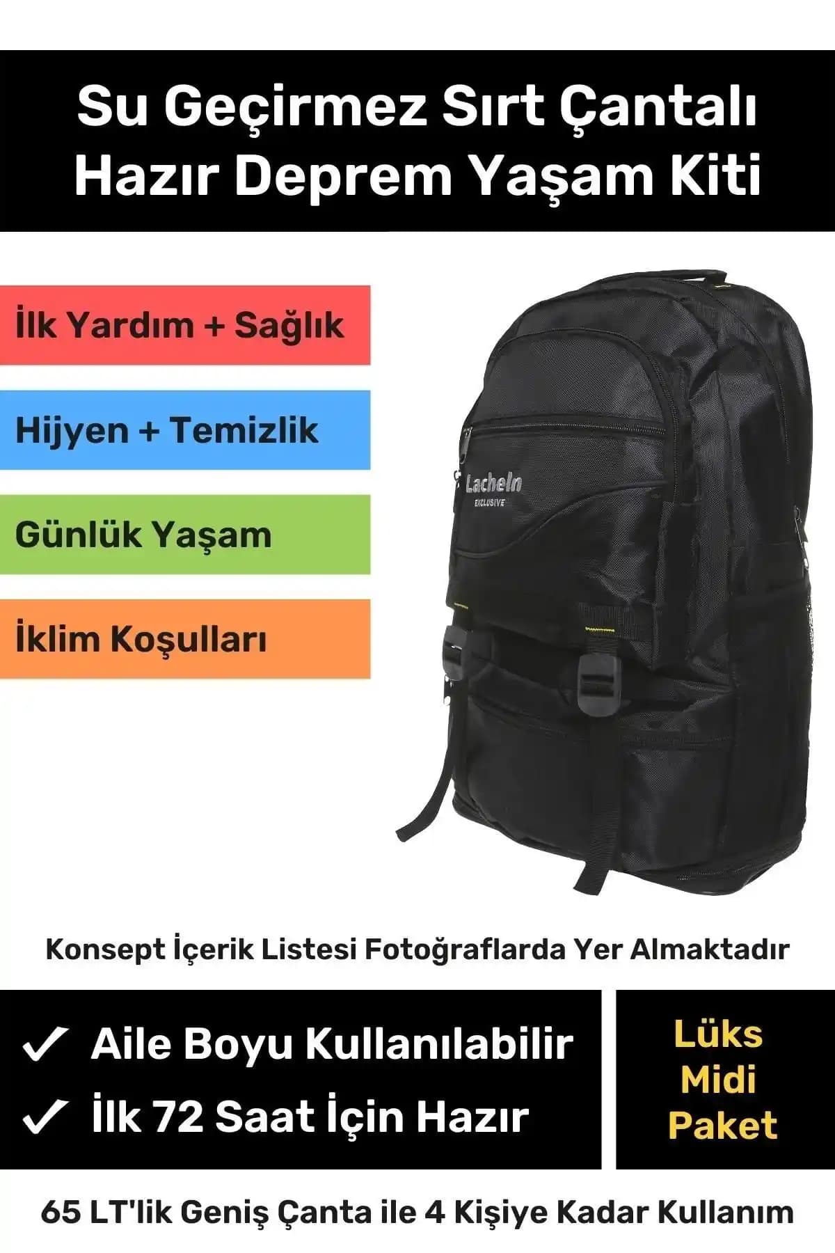 Lacheln Orijinal Midi Plus Paket: Türkiye Menşeli Güvenilir Deprem Hazırlık Çantası