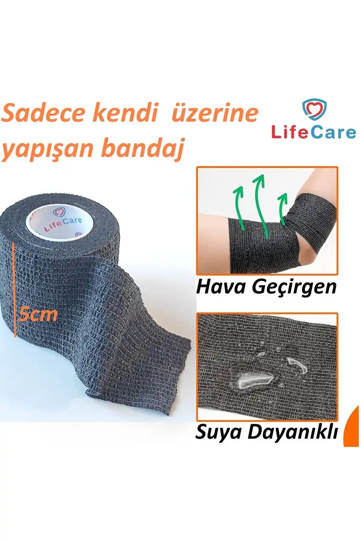 Life Care Kendine Yapışan Elastik Bandaj Sporcular ve Sağlık Profesyonelleri İçin Uygun