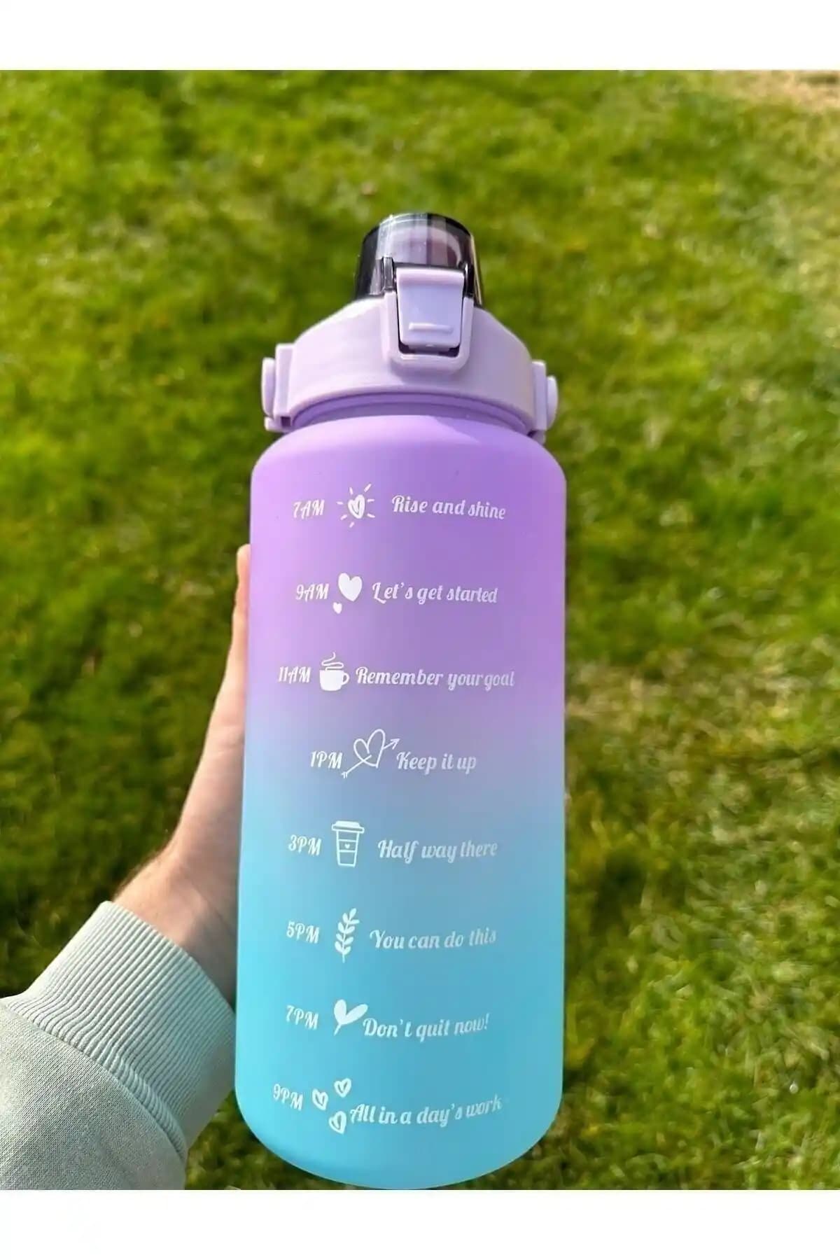 MUTLUHOME Motivasyonel Su Matarası 2 Litre Sağlıklı ve Şık Tasarım