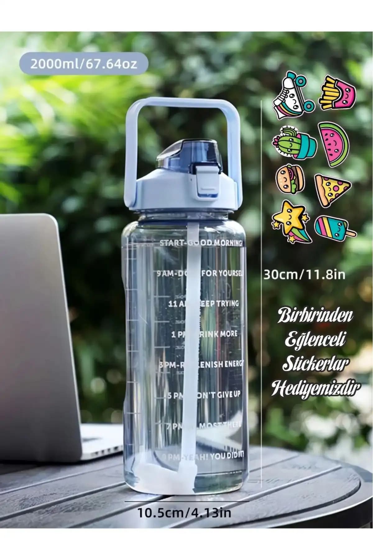 NumuneMarket Suhvee 2 Litre Pipetli Motivasyonel Su Matarası Sağlıklı ve Pratik Kullanım