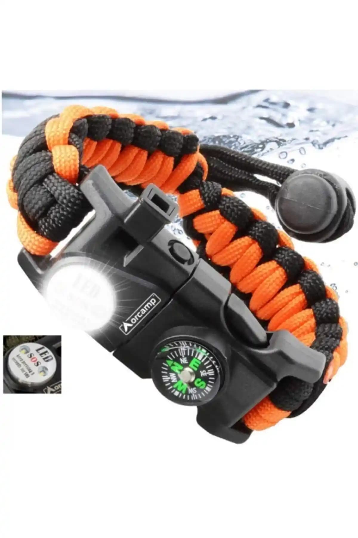 Orcamp Paracord Hayatta Kalma Bilekliği Doğa ve Acil Durumlar İçin Çok Fonksiyonlu Ekipman