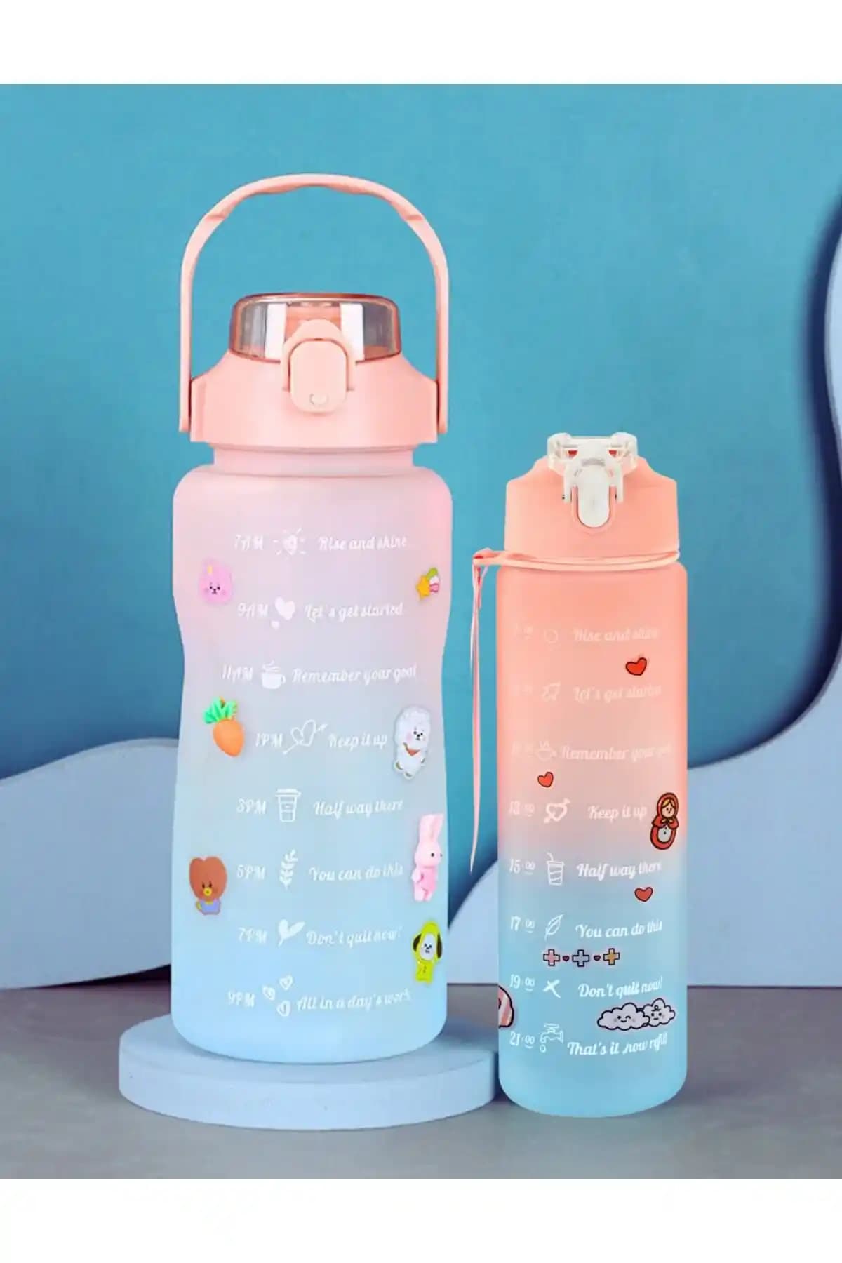 Sağlıklı ve Pratik Kullanım İçin Comprox Motivasyonel Pipetli Su Matarası Seti