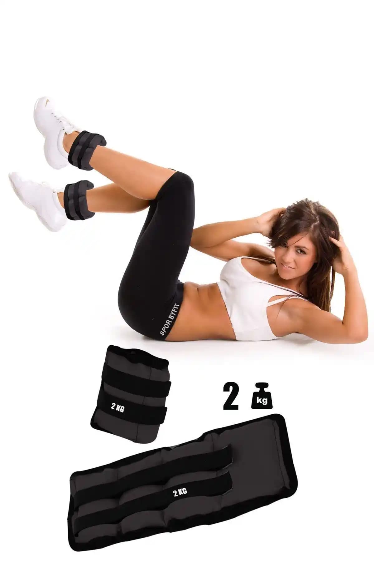 Siyah El ve Ayak Bileği Ağırlıkları 2 Kg Çift Set Spor ve Antrenman İçin Uygun