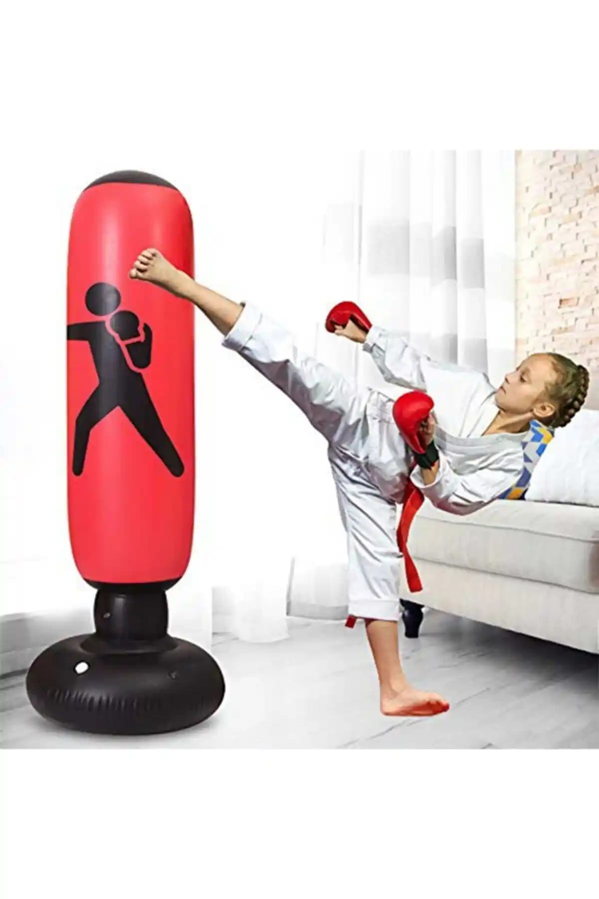Teknorita 120 cm Şişme Boks Torbası Çocuklar ve Spor Severler İçin Güvenli ve Dayanıklı