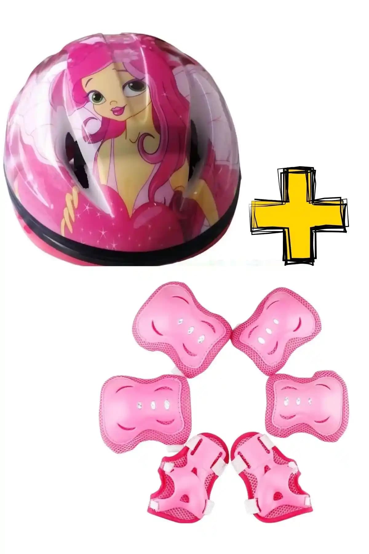 Tosbai Çocuklar İçin Güvenli Spor Seti Pembe Kask, Koruyucu Ekipmanlar ve Eğlence