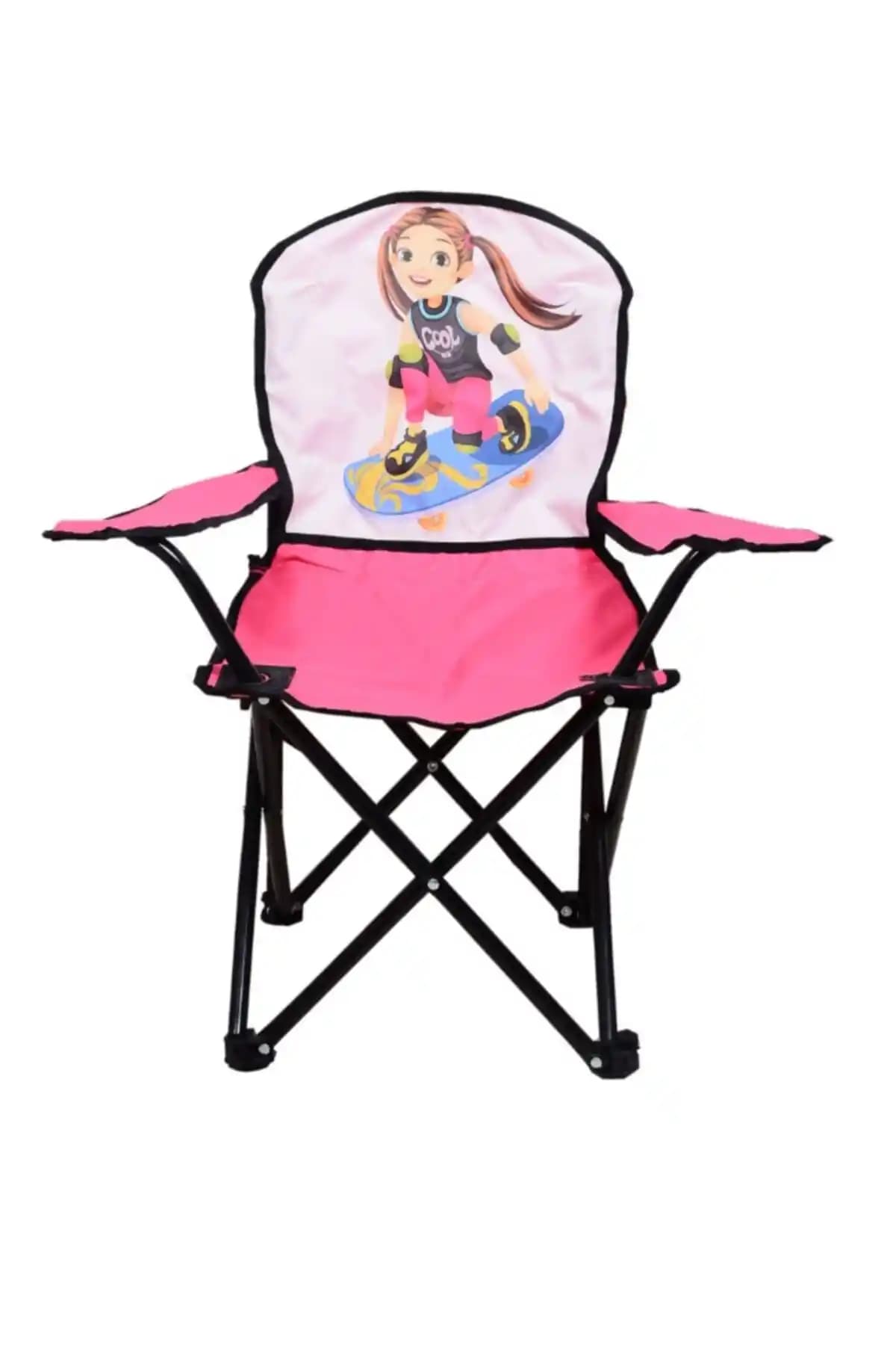 Toysan Mini Çocuk Katlanır Çantalı Kamp Sandalyesi Pembe Renkli Dayanıklı ve Taşınabilir