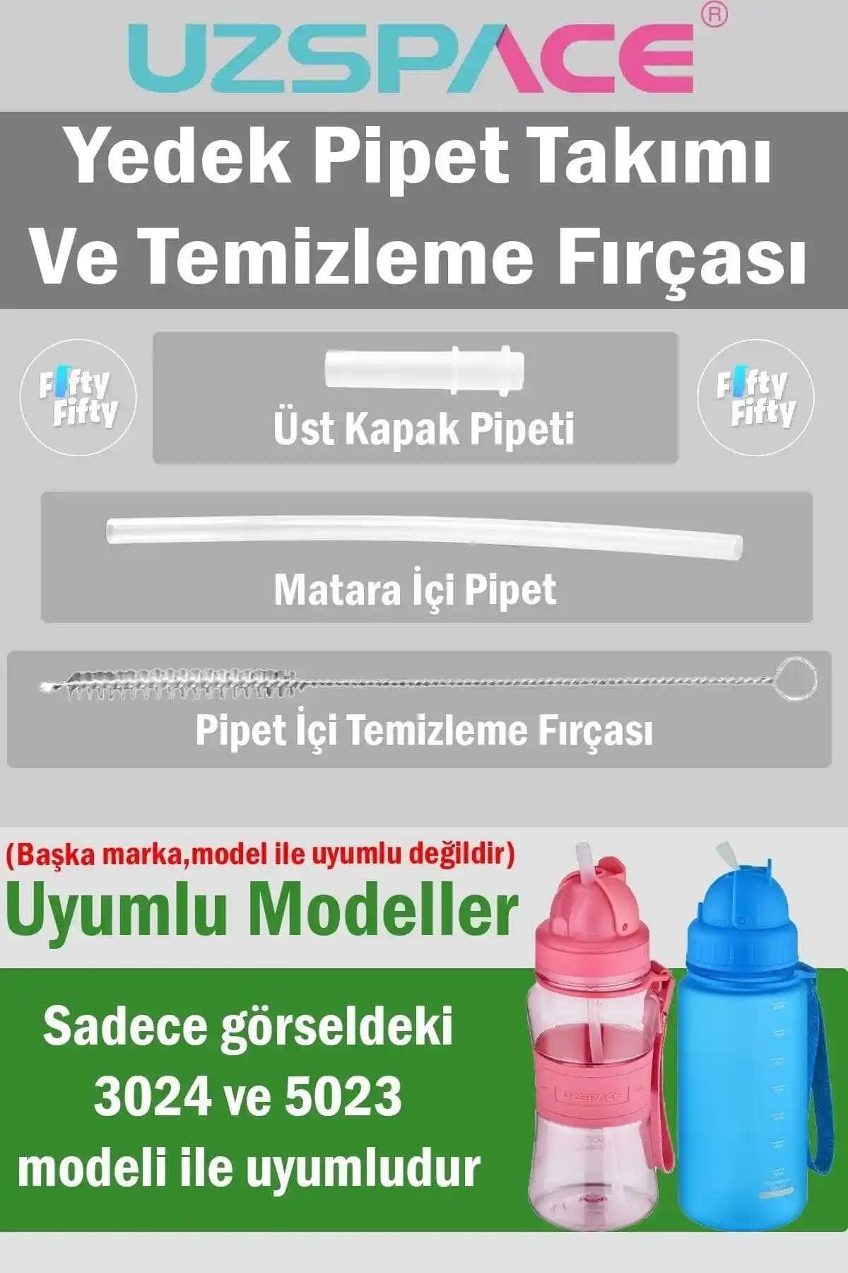 Uzspace Yedek Pipet Takımı ve Temizleme Fırçası ile Hijyenik İçecek Deneyimi