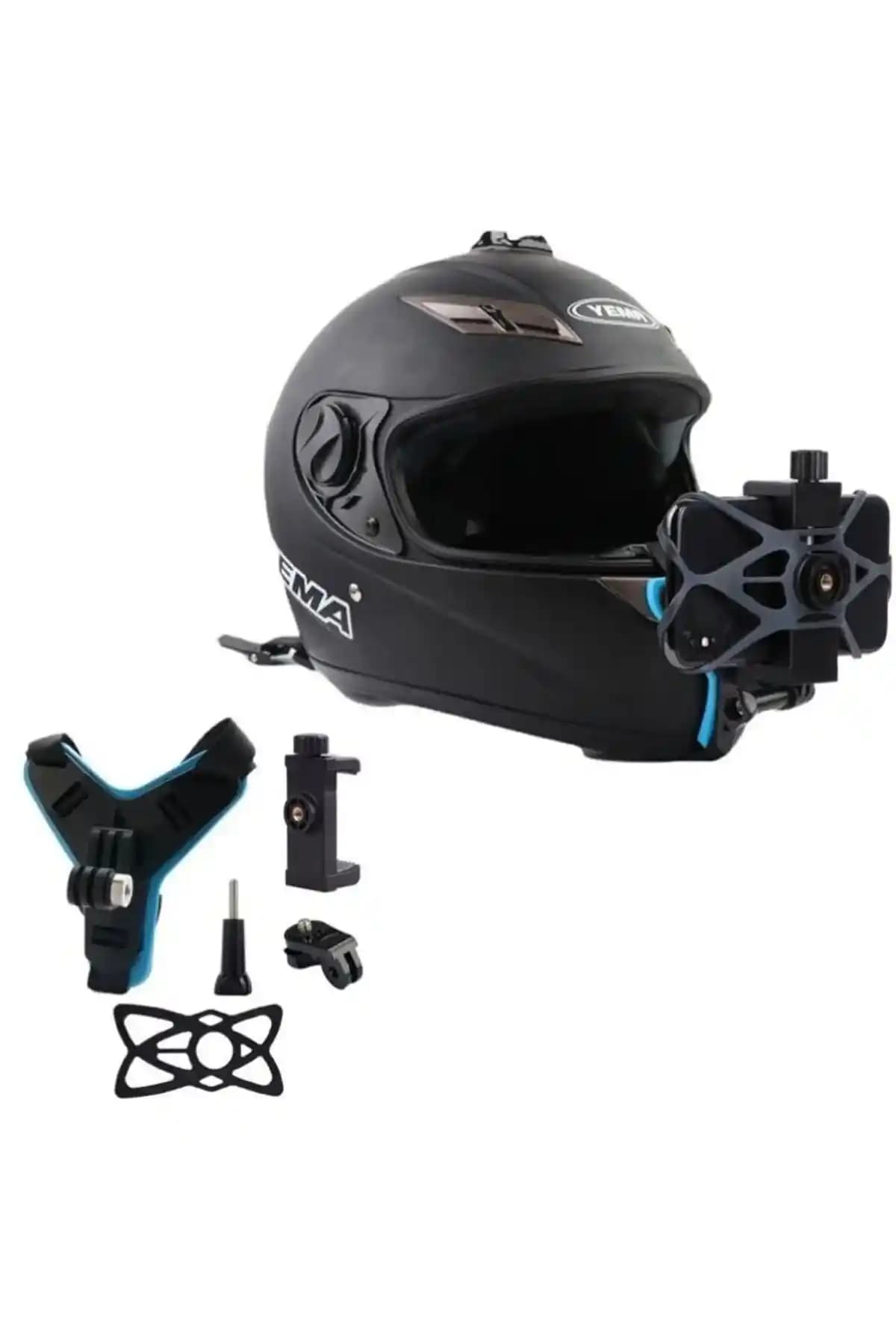 Yüksek Performanslı Kask Alt Çene Bağlantı Aparatı ve Telefon Tutucu Seti